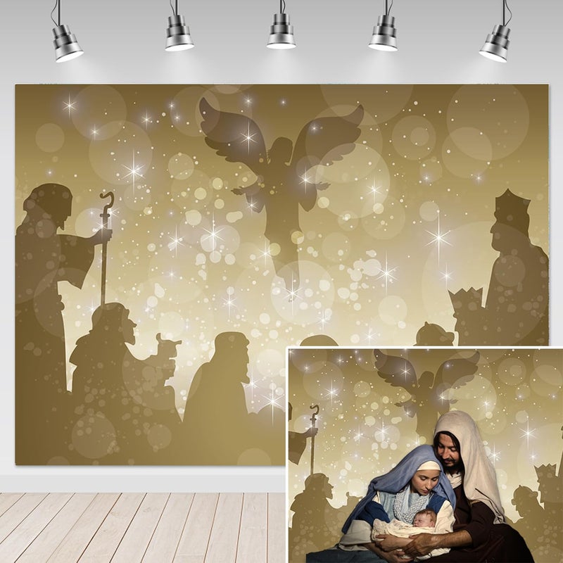 Mocsicka خلفية موكسيكا لميلاد يسوع 7x5 قدم ليلية عيد الميلاد مشهد الميلاد خلفية تصوير طفل المسيح ميلاد يسوع لافتة خلفيات الصور - Image 1